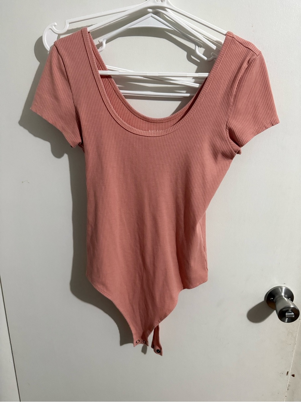 American Eagle Outfitters Ribbed Scoop Bodysuit - Mauve Pink